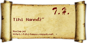 Tihi Hannó névjegykártya
